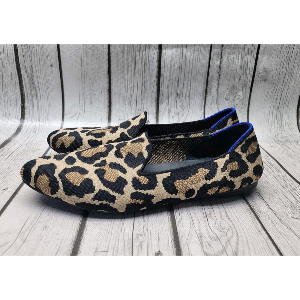 Rothy's The Almond Loafer Desert Cat Leopard Print Knit Flats Women's 9.5 Retire